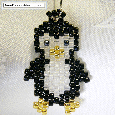 Jewelry Making  Beads on Peyote Penguin Earring   Bead Jewelry Making