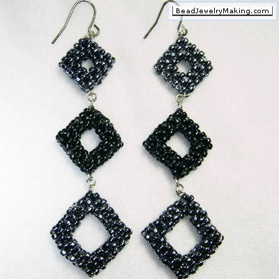 Jewelry Making  Beads on Square Earring   Bead Jewelry Making