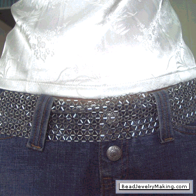 Beaded Silver Belt worn with Jeans