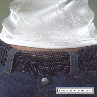 Black Beaded Belt worn with Jeans