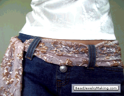 Bead Embroidery Belt worn with Jeans