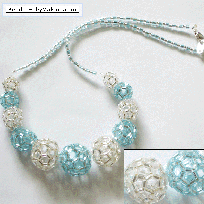 Beaded Turquoise and Silver Ball Necklace
