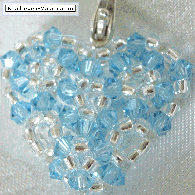 Beaded Blue Crystal Heart- Bead Jewelry Making - Valentine Special