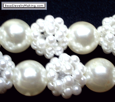 Beaded Pearl Necklace - Close Up View