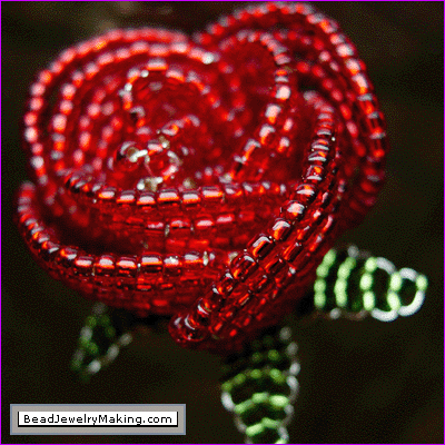Beaded Red Rose